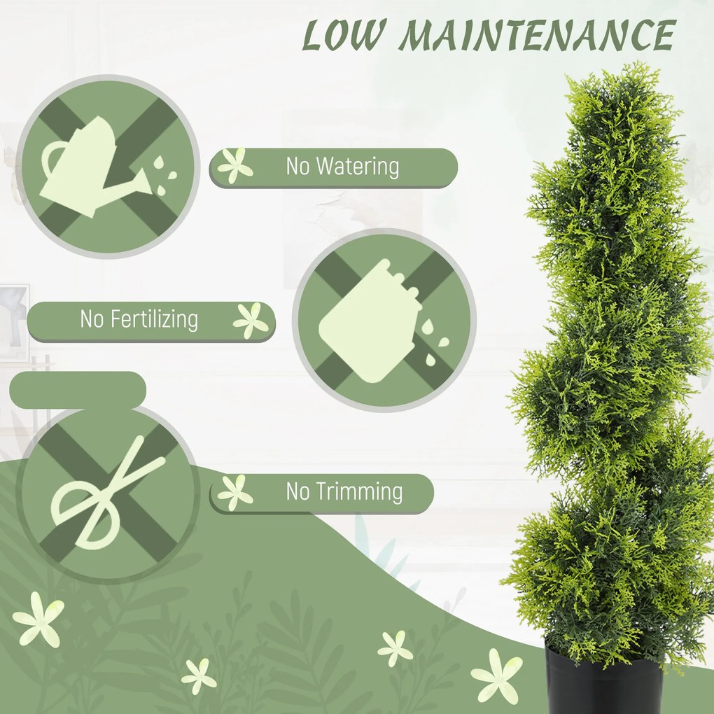 HOMCOM Sztuczny Cyprys 90cm Sztuczna Roślina w Spiralnej Formie, Sztuczne Rośliny w Doniczce, Nowoczesna Dekoracja
