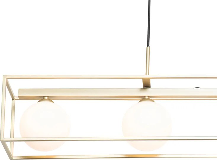 Designerska lampa wisząca złota z białym szkłem 4-światła - Aniek