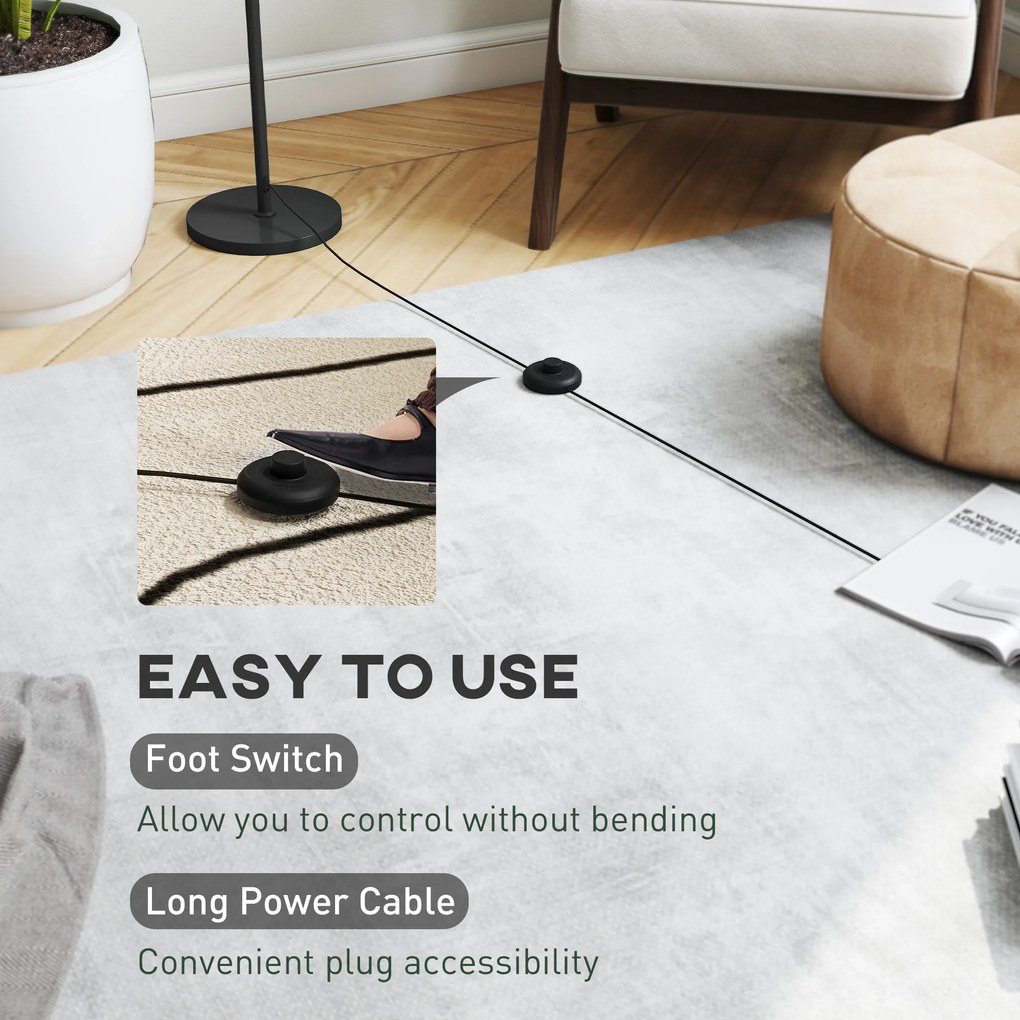 HOMCOM Lampa podłogowa z kloszem w kształcie księżyca, przełącznik nożny, 3 temperatury barwowe, metal, czarna