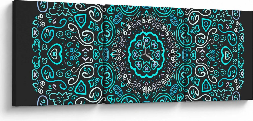 Obraz abstrakcji ozdobnej (z zegarem) (90x30 cm)