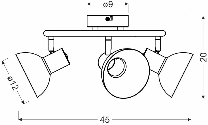 Potrójna metalowa lampa sufitowa do kuchni czarny + złoto - Z029 D1-M86