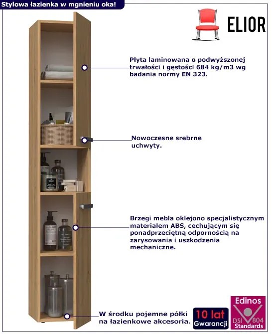 Słupek do łazienki dąb artisan - Merimo 3X