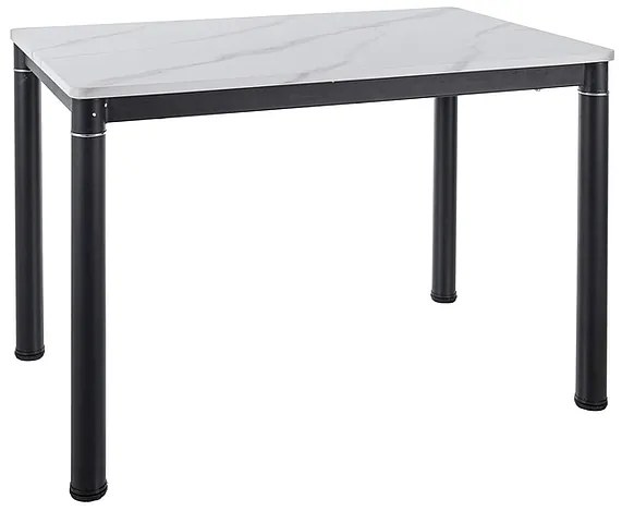 Czarny stół jadalniany DAMAR 100x70 cm, biały dekor marmurowy
