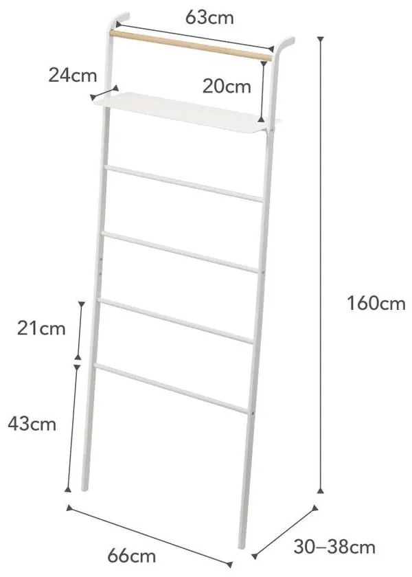 Biały wieszak z półką YAMAZAKI Tower Ladder