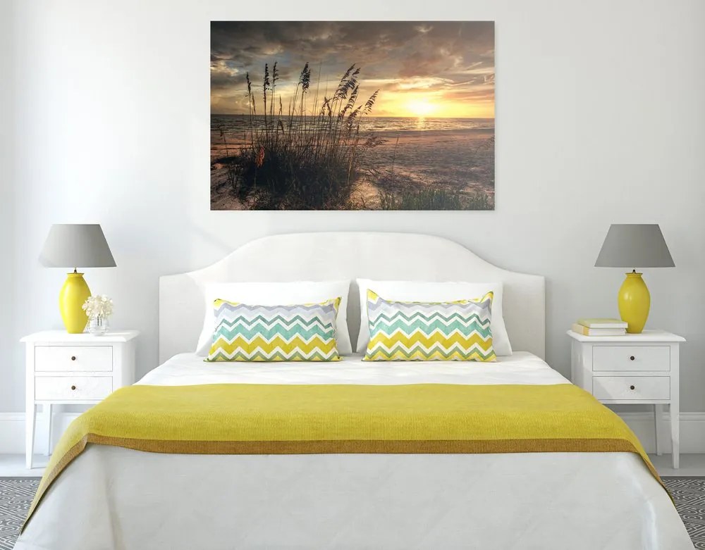 Obraz zachód słońca na plaży