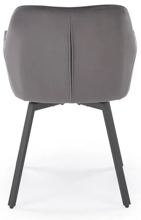 Krzesło do jadalni obrotowe z podłokietnikami popiel welurowe K588