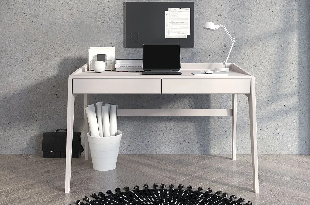 Drewniane bukowe biurko z szufladami Visby LISA / białe