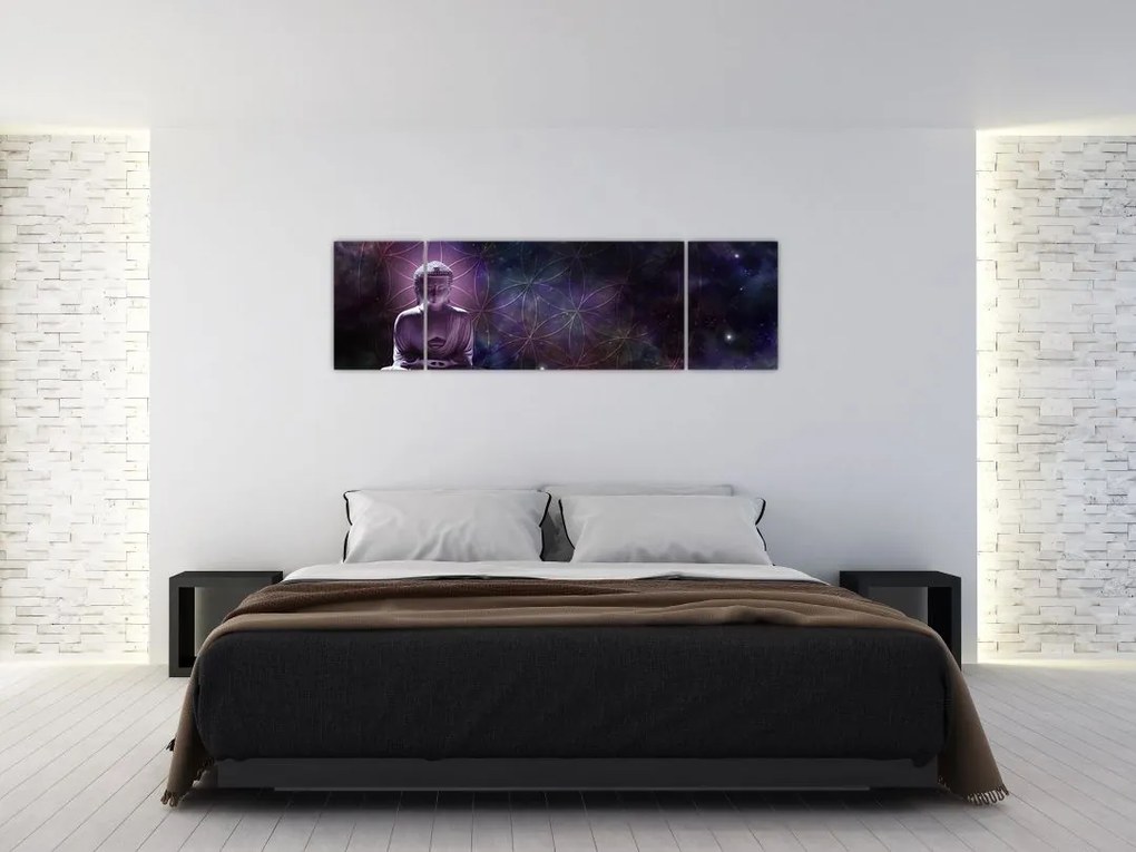 Obraz - Budda z kwiatami życia (170x50 cm)