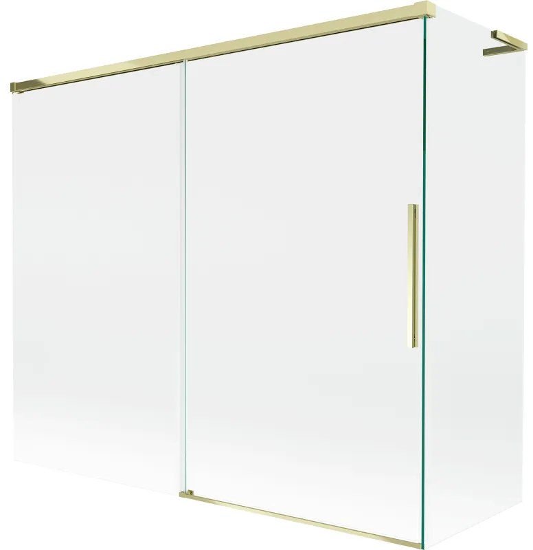 Mexen Rox L parawan nawannowy 2-skrzydłowy rozsuwany 180 + 80 x 150 cm, transparent, złoty - 8C9L-180-080-50-00