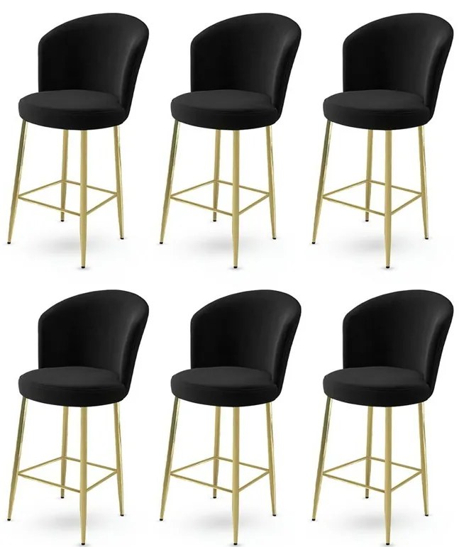 Zestaw krzeseł barowych Alte Black and Gold, 6szt., 6 szt.