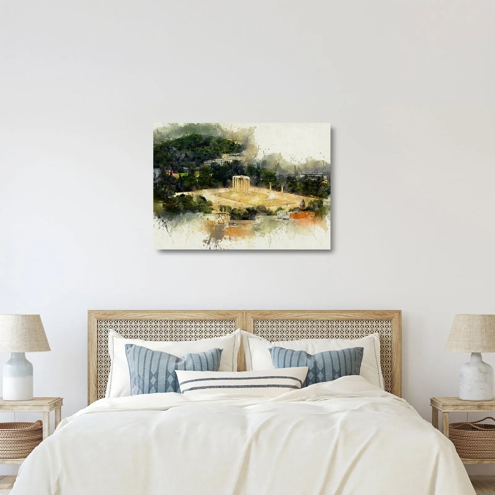 Obraz na szkle - Świątynia Zeusa, Ateny, Grecja (70x50 cm)