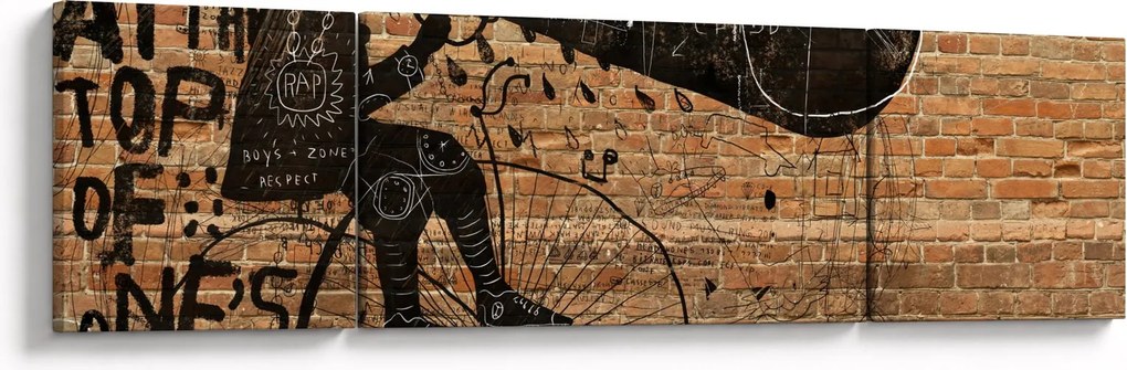 Obraz - Mężczyzna na rowerze w stylu Banksy (170x50 cm)
