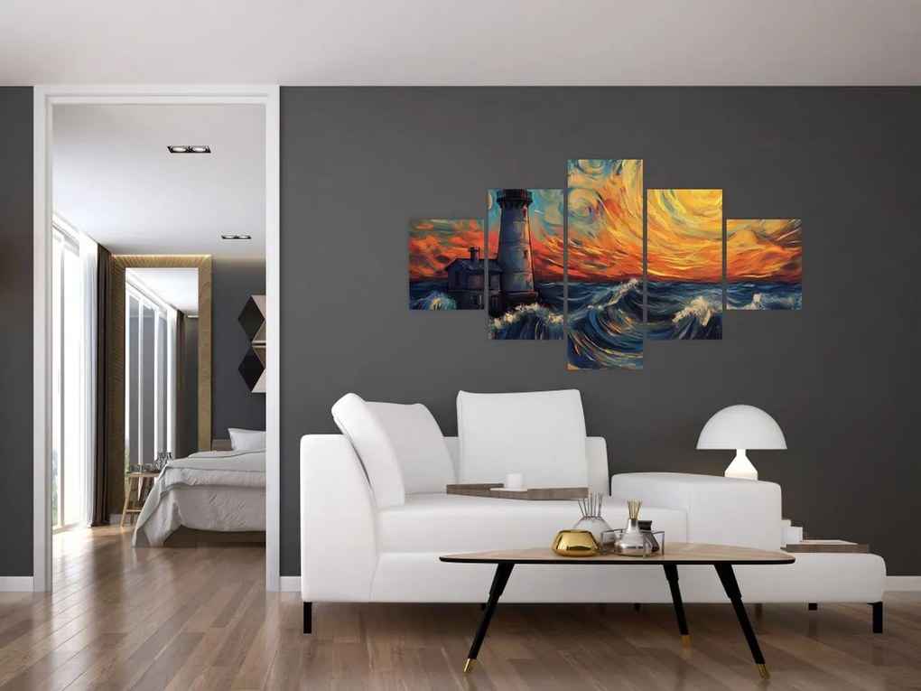 Obraz - Latarnia morska w falach (125x70 cm)