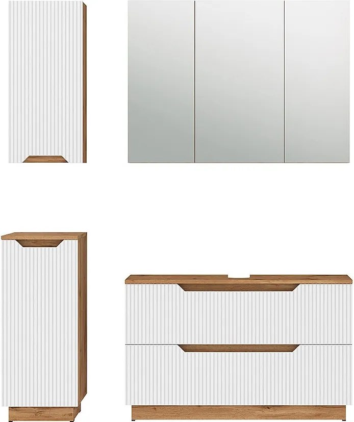 Zestaw mebli łazienkowych dąb/białe paski 99.4x32x62.5 lotta