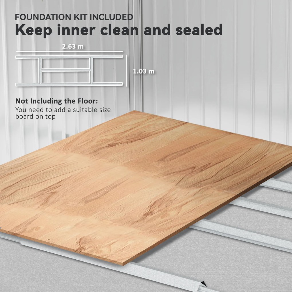 Outsunny Metalowy Schowek na Narzędzia z Drzwiami Przesuwnymi i Oknami Wentylacyjnymi, 277 x 195 x 192 cm, Jasnoszary