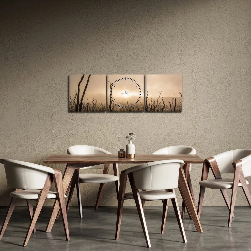 Obraz - Nagie drzewa (z zegarem) (90x30 cm)