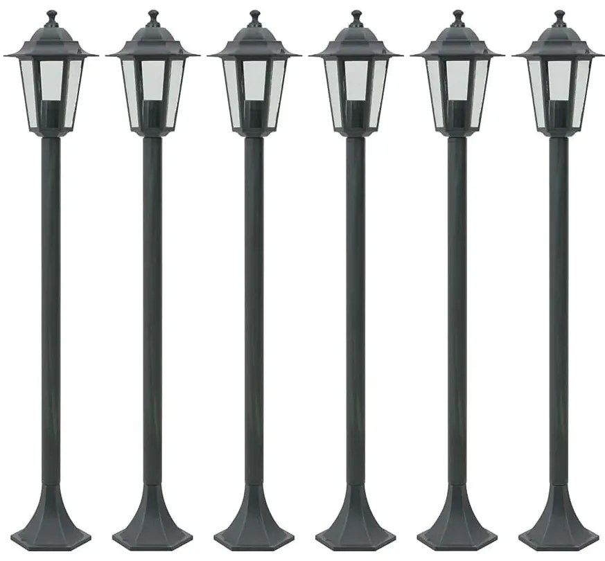 Zestaw 6 zielonych lamp stojących ogrodowych T5-W85