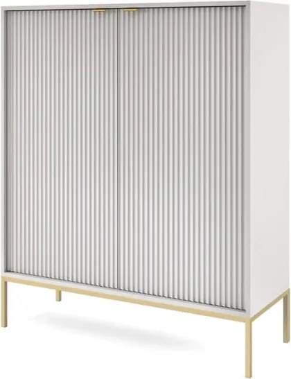 KOMODA SZARA CZARNY / ZŁOTY STELAŻ 104x125x39 cm, stalowy stelaż, NOVC