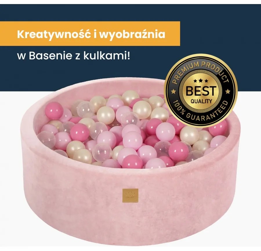 Okrągły suchy basen 90x40cm dla dziecka bez piłeczek, welurowy, szaroniebieski - meowbaby®