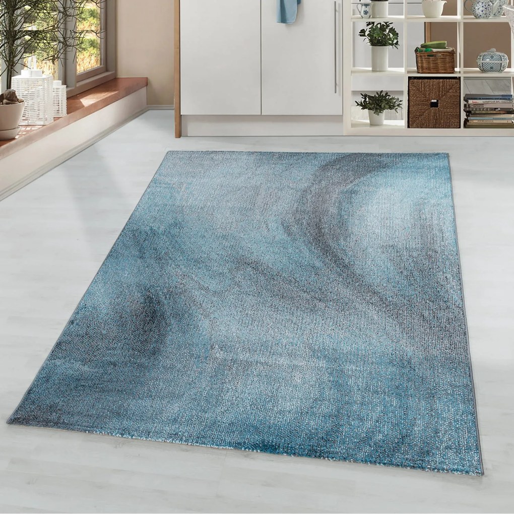 Dywan nowoczesny Ottawa fale niebiesko-szare 80 cm x 250 cm