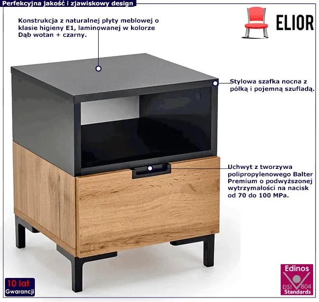 Szafka Nocna Dąb + Czarny Orzech C9-D35