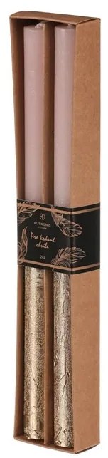 Zestaw świec stożkowych, różowo-złote, 2 szt.,parafina