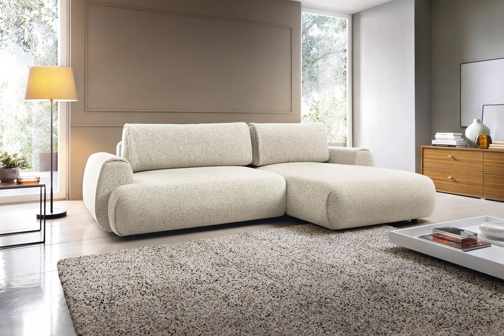 Narożnik tapicerowany POCKET M z funkcją spania z pojemnikiem nowoczesny modern organic minimalistyczny