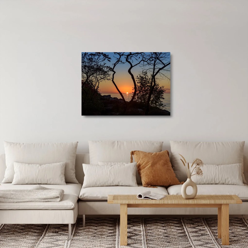 Obraz na szkle - zachód słońca (70x50 cm)