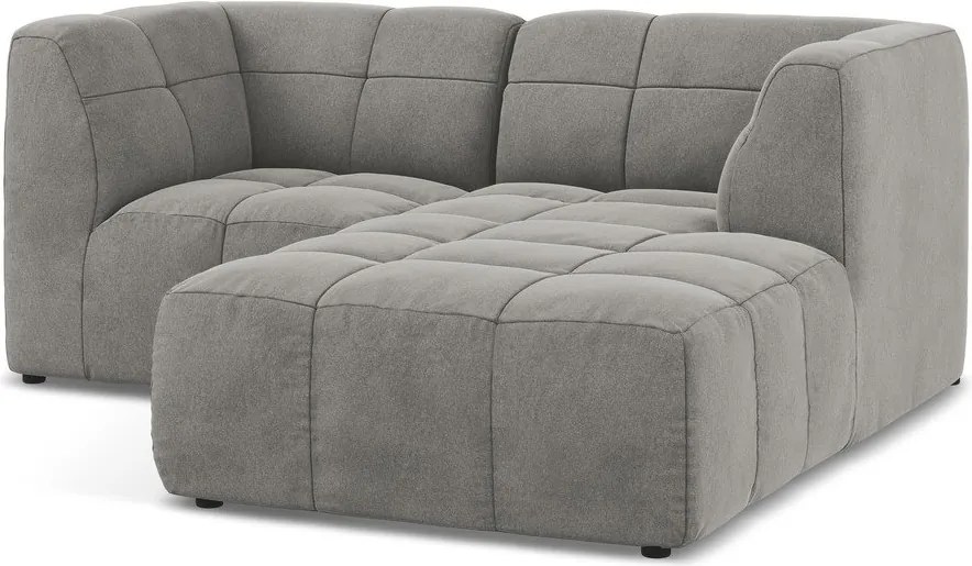 Szary aksamitny narożnik (prawostronny/z szezlongiem) Aloha – Makamii