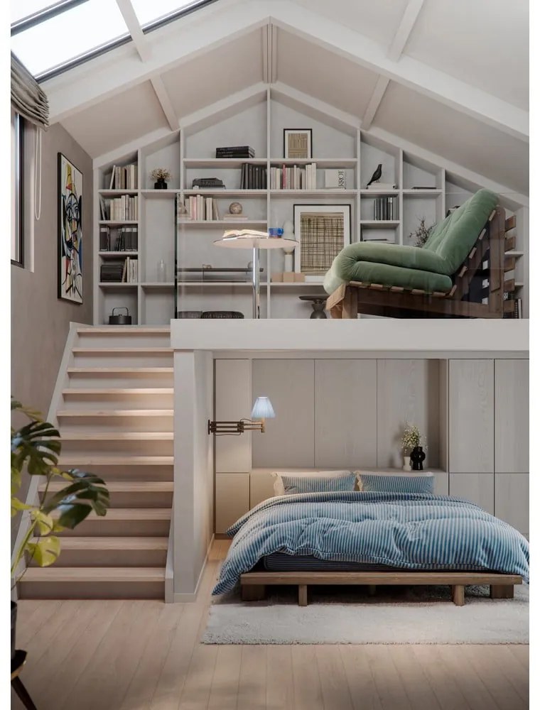 Szarobeżowa lniana rozkładana sofa 140 cm Roots Carob – Karup Design