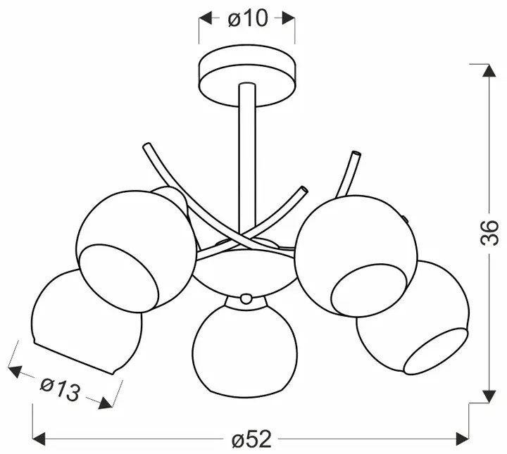 Biały pięcioramienny żyrandol wiszący - 4X M072 F4-D39