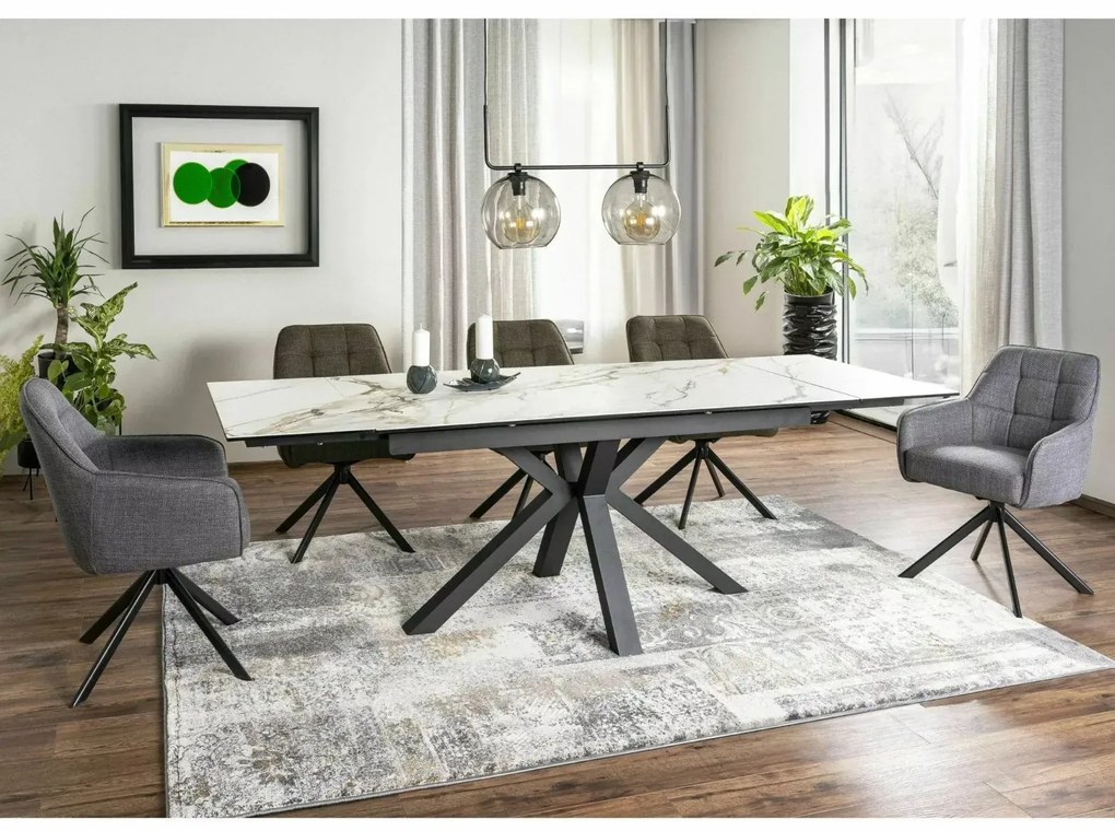 Stół rozkładany COLUMBUS CERAMIC 160(240)x90 biały/czarny mat SIGNAL