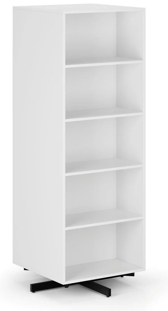 Półka obrotowa, 680×680×1932 mm, 2x 5 półek, biała