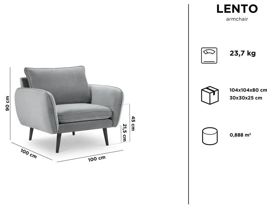 Żółty aksamitny fotel z czarnymi nogami Kooko Home Lento