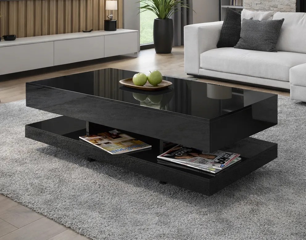Stolik kawowy Tora 120x60 cm, kolor czarny połysk