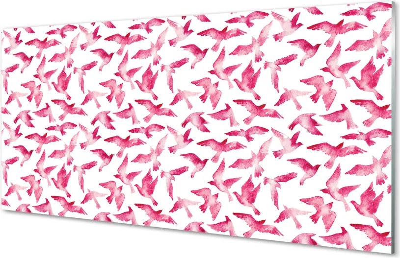 Szkło do Kuchni na Ścianę Egzotyczne Różowe Ptaki
