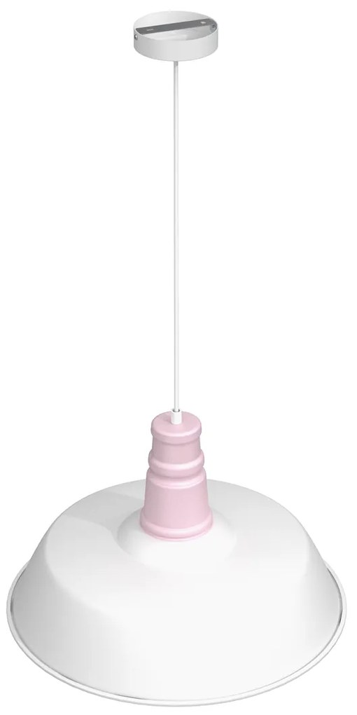 Lampa wisząca ENZO WHITE/PINK 1xE27, biała, różowe, pojedyncza