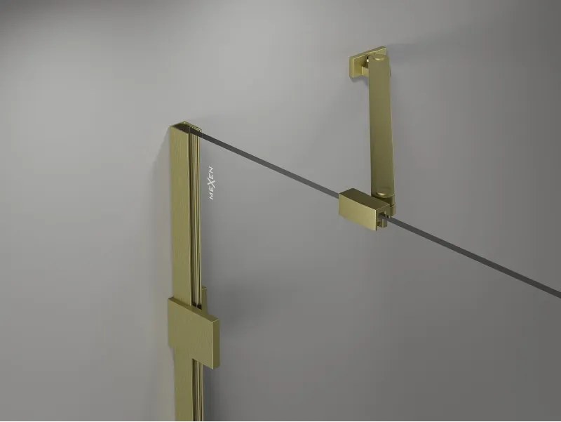 Mexen Lunar-F drzwi prysznicowe składane lewe 125 cm, transparent, złote szczotkowane - 836S-125-050-55-00-L