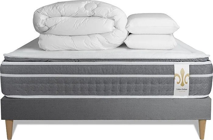 Kompletny zestaw lózka - materac 160x200 cm + Sprezyna skrzyniowa z listwami (w zestawie) + 2 poduszki Koldra - Trente PLUS