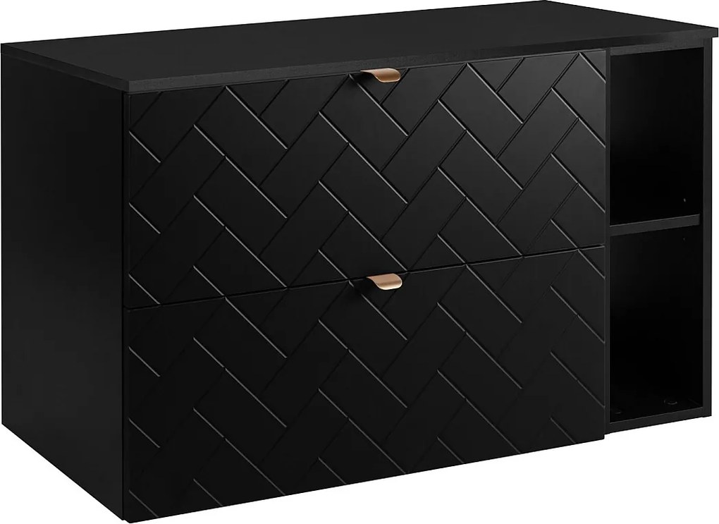 Meble łazienkowe, Czarny Mat, 100 x 57 x 46 cm, złote uchwyty