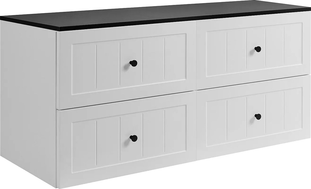 Zestaw mebli łazienkowych pod umywalkę, biało-czarna, 160 (2 x 80) x 46 x 58 cm , 3 kolory uchwytów w zestawie