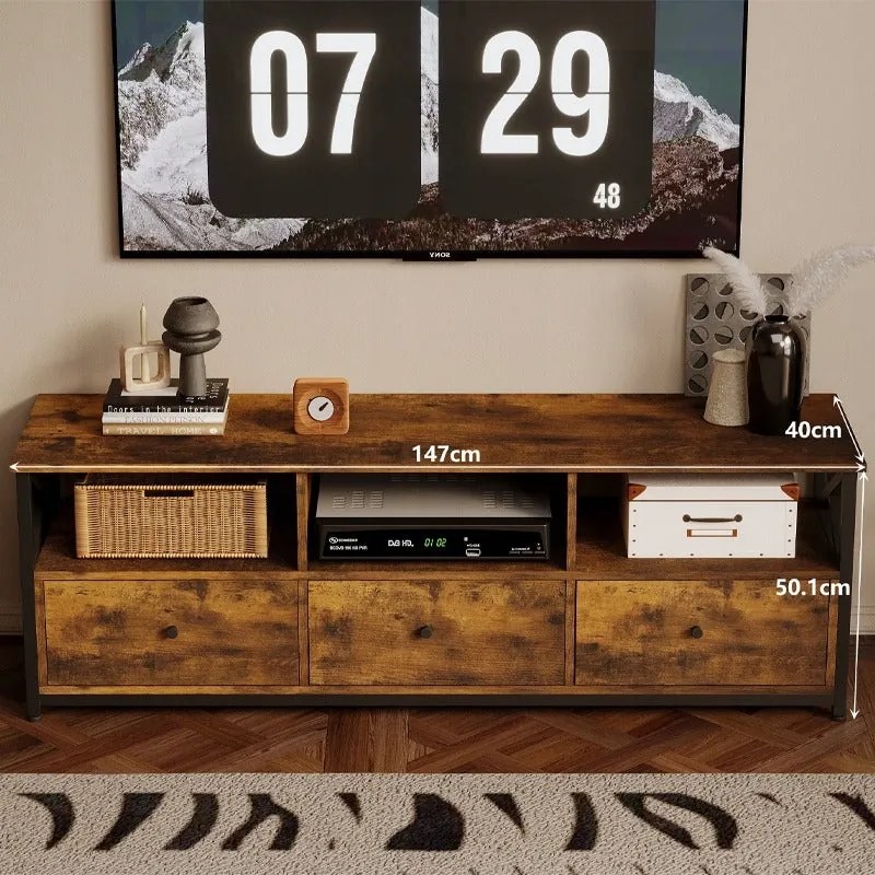 Szafka rtv pod telewizor rustykalny brąz 143 cm