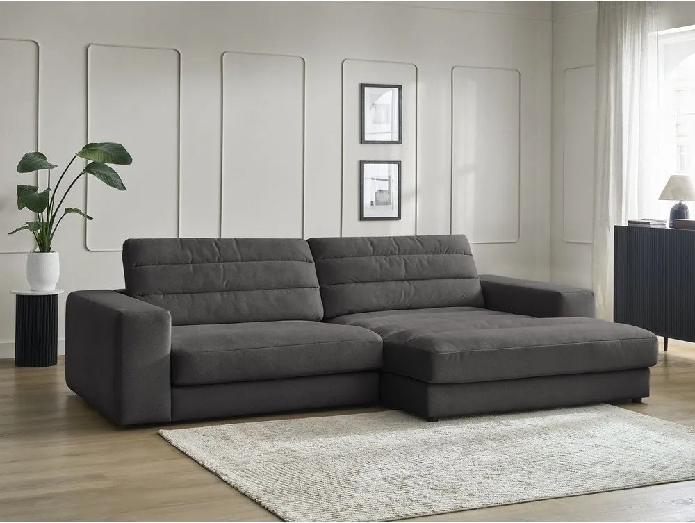 Antracytowy aksamitny narożnik (prawostronny/z szezlongiem) Sierra – Bobochic Paris