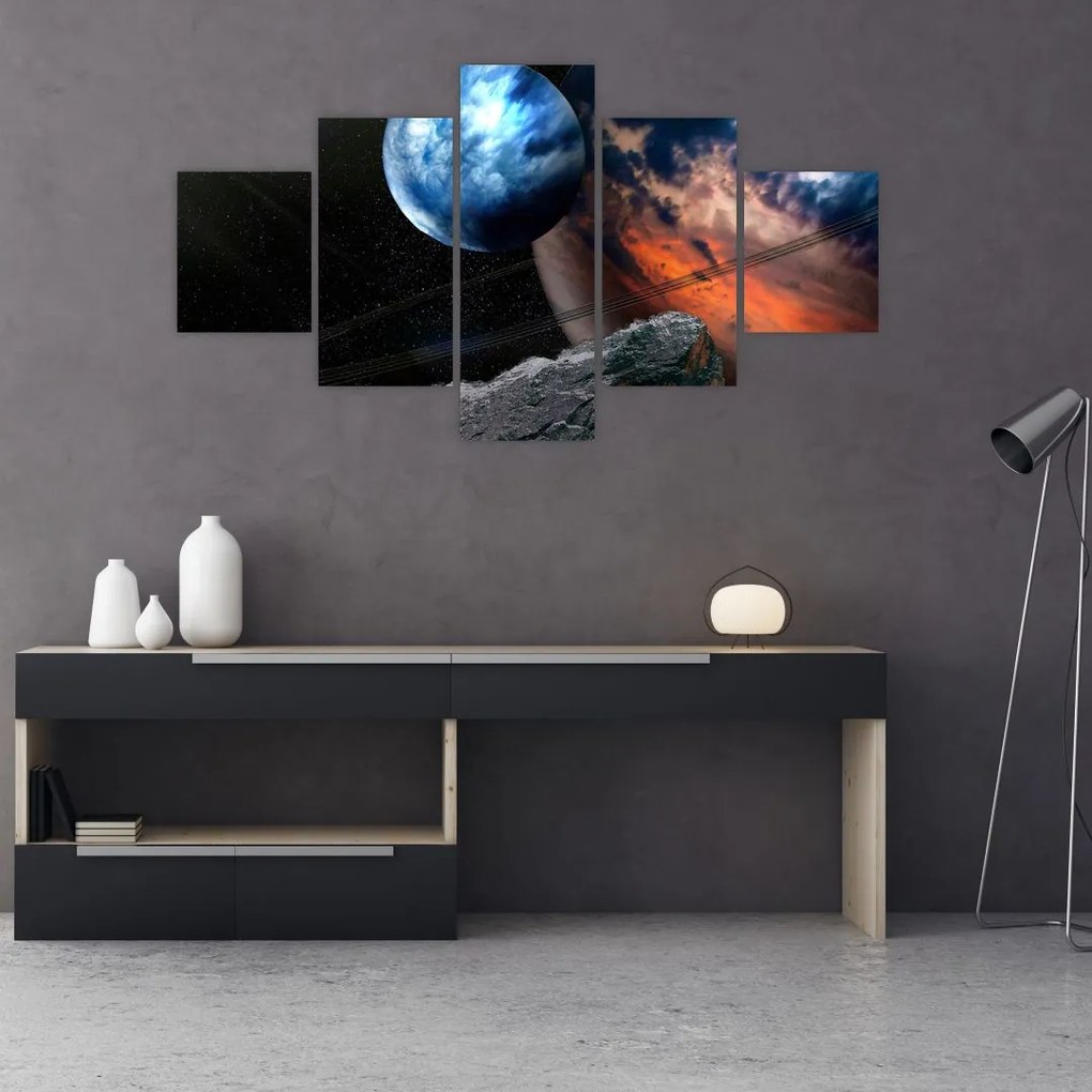 Obraz planety w kosmosie (125x70 cm)