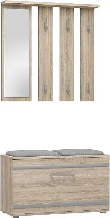 Garderoba Opal | Dąb Sonoma | 85x35x180 | Wieszak + Lustro + Szafka