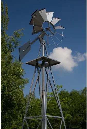 Wiatrak ogrodowy ozdobny 245 cm srebrny w stylu amerykańskim.