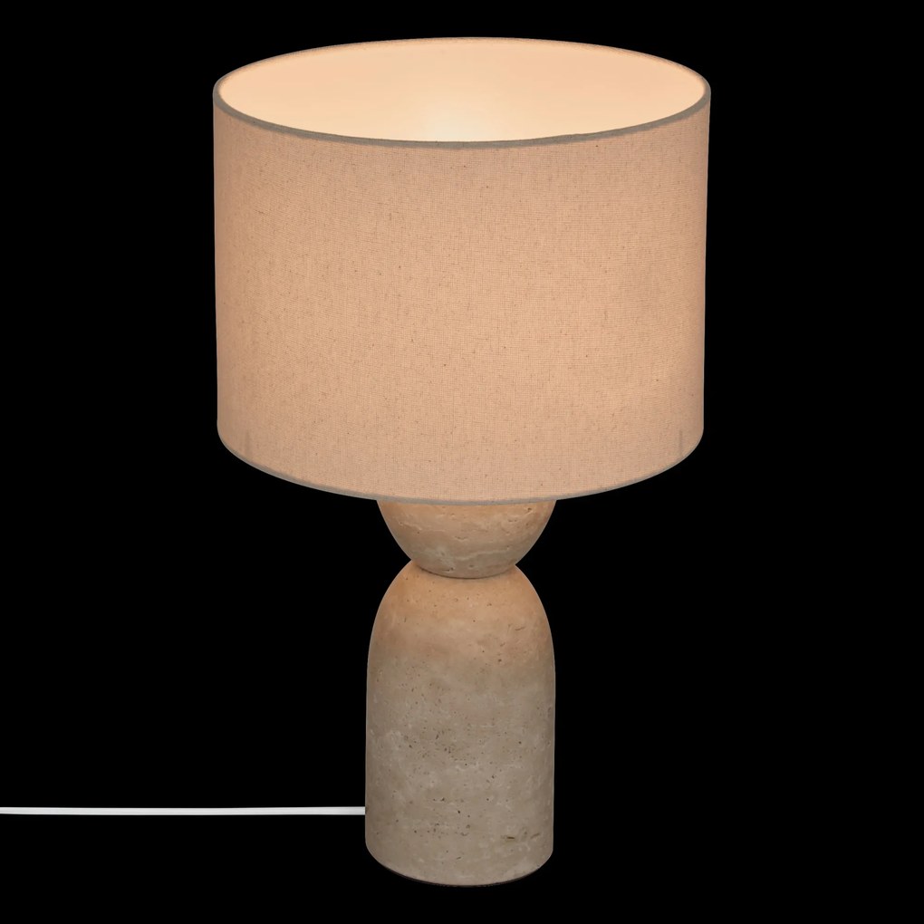 Lampa stołowa z trawertynową podstawą ERIN, Ø 28 x 47,5 cm