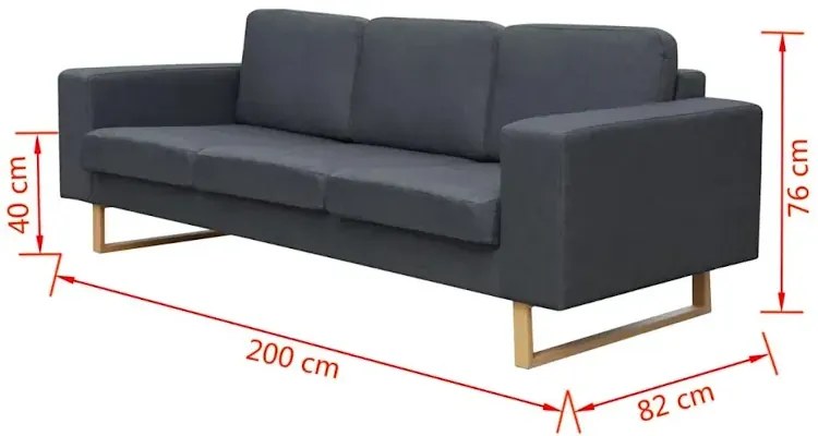 Ciemnoszara 3-osobowa sofa - Drofas