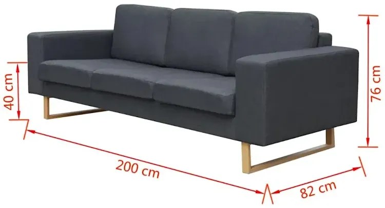 Ciemnoszara 3-osobowa sofa - Megro