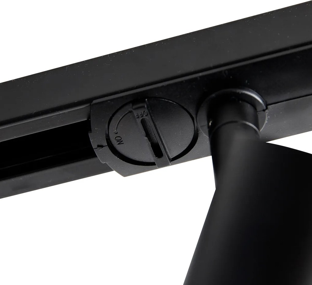 Nowoczesny system oświetlenia szynowego z 3 czarnymi reflektorami jednofazowymi 100 cm - Iconic Jeany